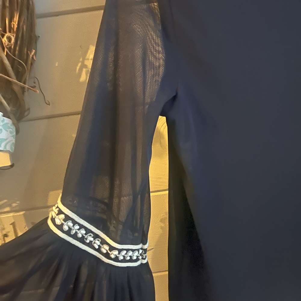 Alfani Dark Blue  and White Embellished Blouse - Picture 12 of 14